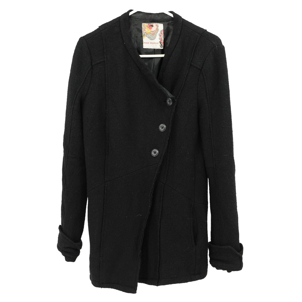 Free People Wool Blend Jacket SZ 4 Asymetrical Modern Contemporary Minimalist